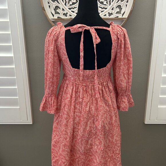 Anthropologie Pilcro Baby Doll Mini Dress Floral Pink Twee SZXS Prairie Boho - Picture 2 of 9